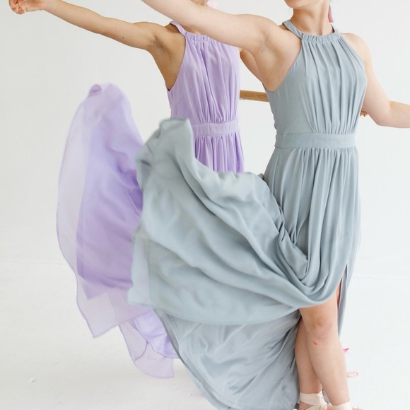 NWT Angel Eye Emily Halter Chiffon Full length Pink Dress - Picture 4 of 4